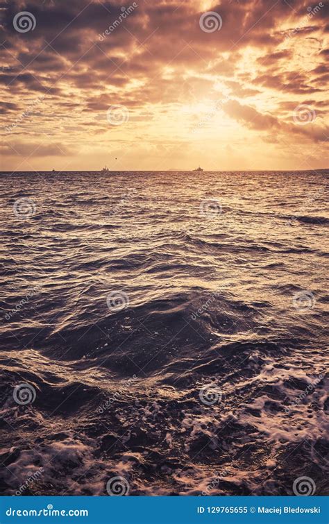 Scenic Dramatic Seascape At Sunset Stock Image Image Of Water