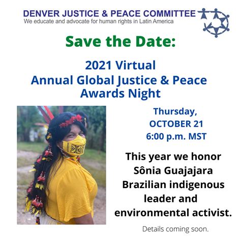 2021 Virtual Annual Global Justice And Peace Awards Night Save The