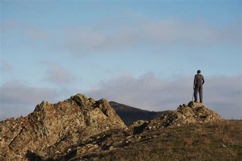 Man In The Mountain Stock Image Image Of Rock Alpine 1552287