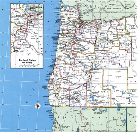 Oregon Map With Counties Free Printable Map Of Oregon Counties And Cities