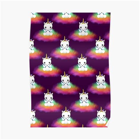 Baby Unicorns On Rainbow Clouds Poster By Graphicallusion Redbubble