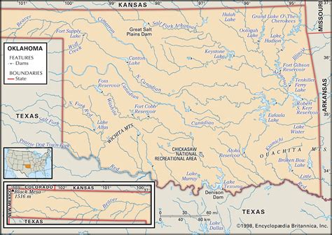 Oklahoma Physical Map