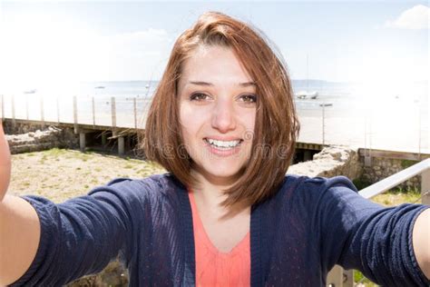 Beautiful Young Woman Doing Selfie On Vacation Stock Image Image Of Outdoors Lifestyle 111095495
