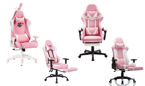 Autofull Pink Gaming Chair Pu Leather High Back Ergonomic Racing Office Desk Computer Chairs