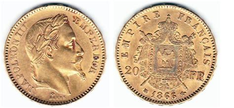 Combien Vaut En Euro Une Livre Sterling - Pièce d'or Napoléon 20 Francs or tête Laurée BB 1866