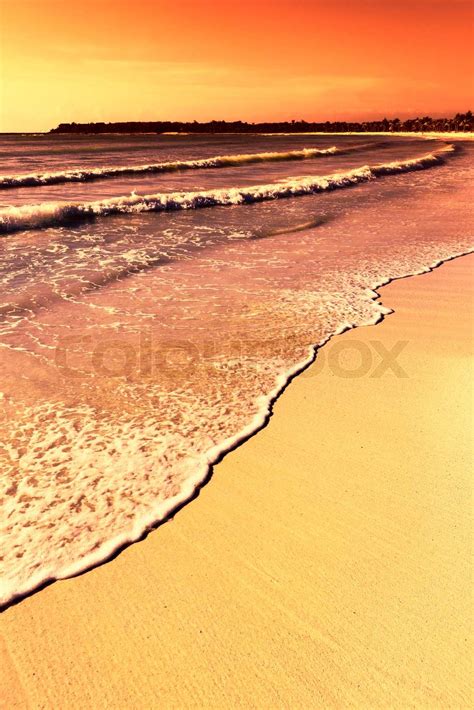 Caribbean Sunset Beach Stock Image Colourbox