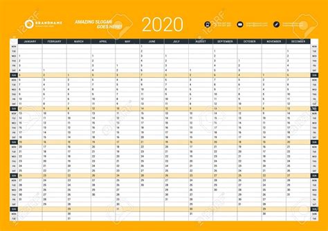 Printable Calendar Year Planner 2020 Month Calendar Printable