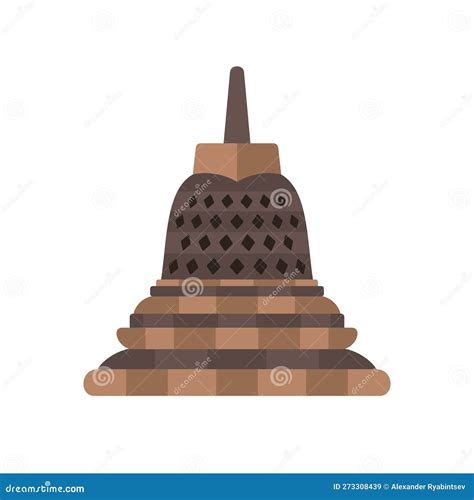 Borobudur Temple Stupa Indonesian Landmark Buddhist Temple Cartoon