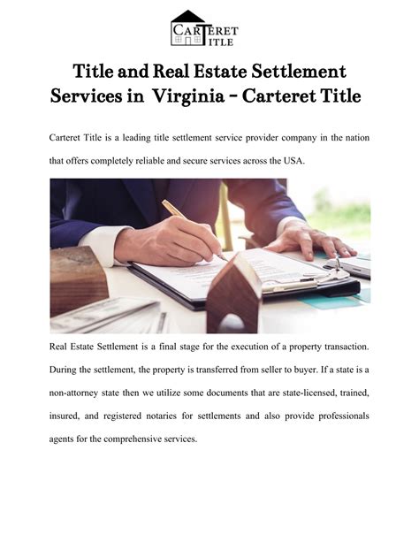 Ppt Title And Real Estate Settlement Services In Virginia Carteret