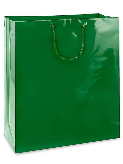 High Gloss Shopping Bags 16 X 6 X 19 14 Queen Green S 8588g Uline