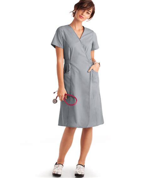 Butter Soft Scrubs By Ua Women S Faux Wrap Dress 3x Silver Scrubs Dress Nursing Dress