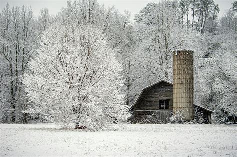 Great Smoky Mountains North Carolina Winter Barn Scenic Photograph By