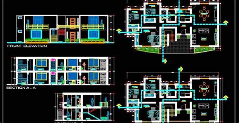2 Storey House Floor Plan 18x9 Mt Autocad Architecture Dwg File