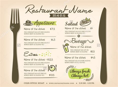 Restaurant Menu Layout