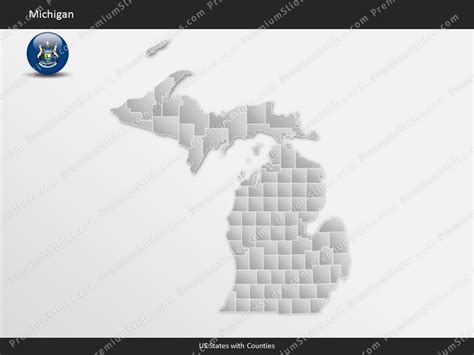 Us State Michigan County Map Template For Microsoft Powerpoint