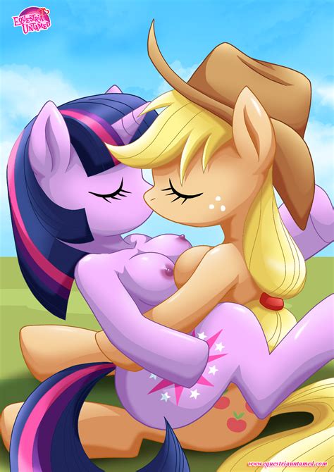 Rule Girls Applejack Mlp Breasts Equestria Untamed Female Friendship Is Magic Kissing