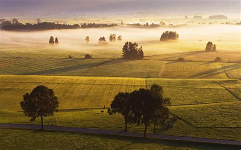 Wallpaper 1920x1200 Px Field Landscape Mist Nature Photography