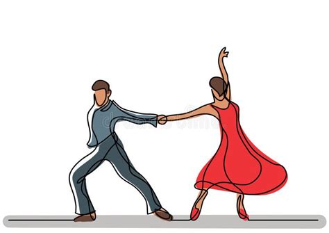Continuous Line Drawing Dancing Couple Stock Illustrations 146