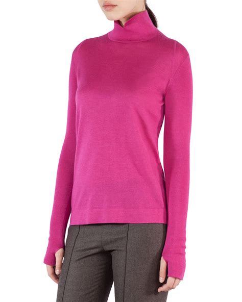 Akris Ribbed Cashmere Silk Mock Neck Sweater Neiman Marcus