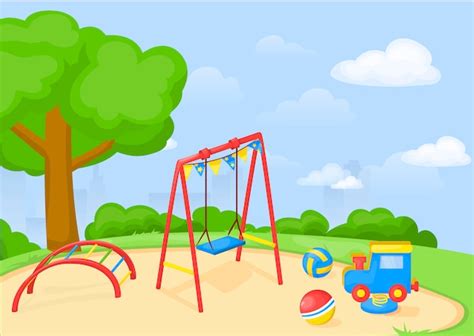 Playground Park Cartoon Premium Vector