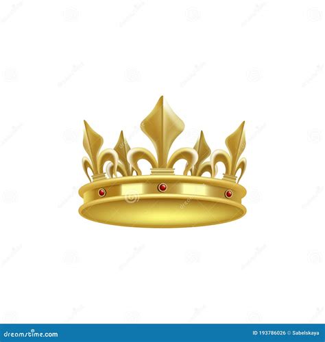 King Or Queen Golden Crown Icon Realistic Vector Mockup Illustration