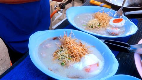 Jok Famous Thai Breakfast Rice Congee With Pork Egg And Salt Eggthai Street Food Food Good
