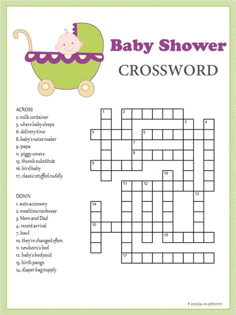 Baby Shower Crossword Free Baby Shower Games Baby Shower Printables