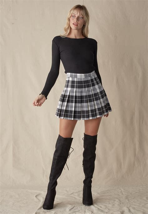 Plaid Pleated Mini Skirt Shop Best Sellers At Papaya Clothing