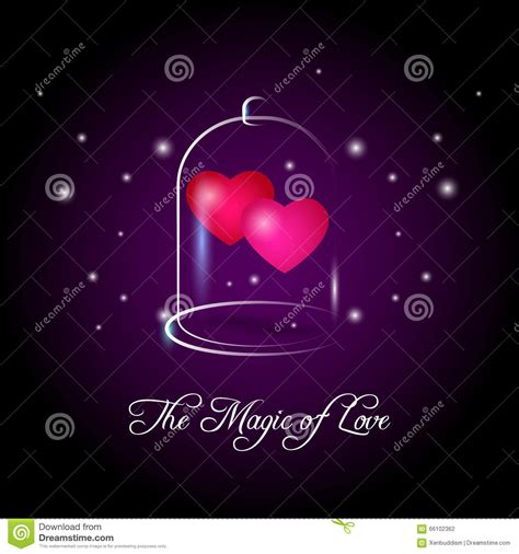 Two Pink Hearts In Glass Bubble Stock Illustration Illustration Of