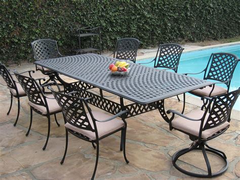 All metal brown outdoor patio table and 4 chairs for sale. CBM Patio Cast Aluminum 9 Piece Extension Dining Table Set ...