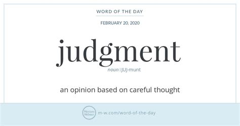 Word Of The Day Judgment Merriam Webster