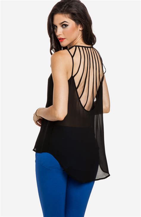 Cage Back Blouse In Black Dailylook