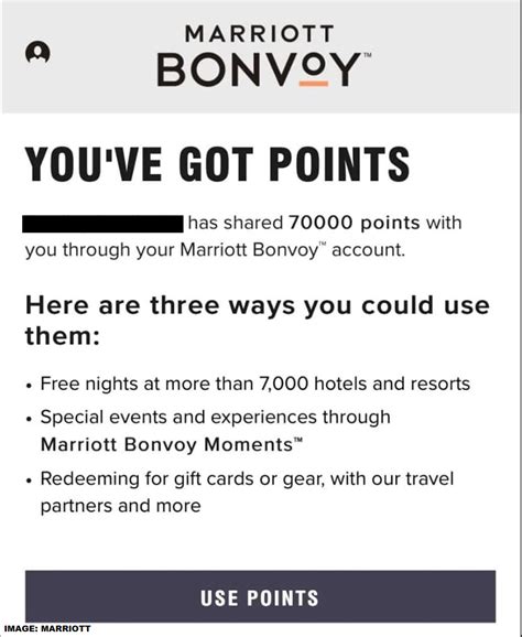 Marriott Bonvoy Emails About Shared Or Received Points Loyaltylobby