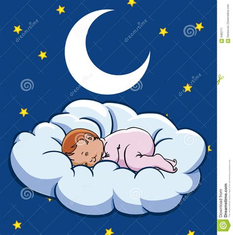 Baby Sleeping On A Cloud Stock Vector Illustration Of Moon 4383771