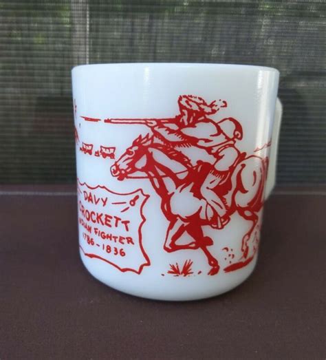 Vintage S Hazel Atlas Davy Crockett White Milk Glass Mug Cup