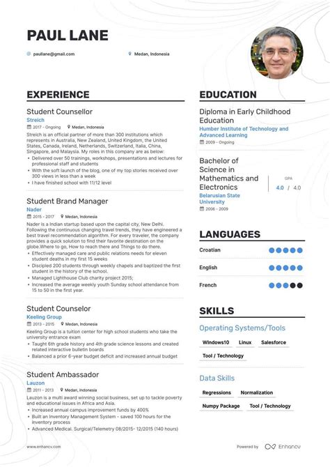 Think of the curriculum vitae (cv) as an academic resume: Student Resume Example and guide for 2020
