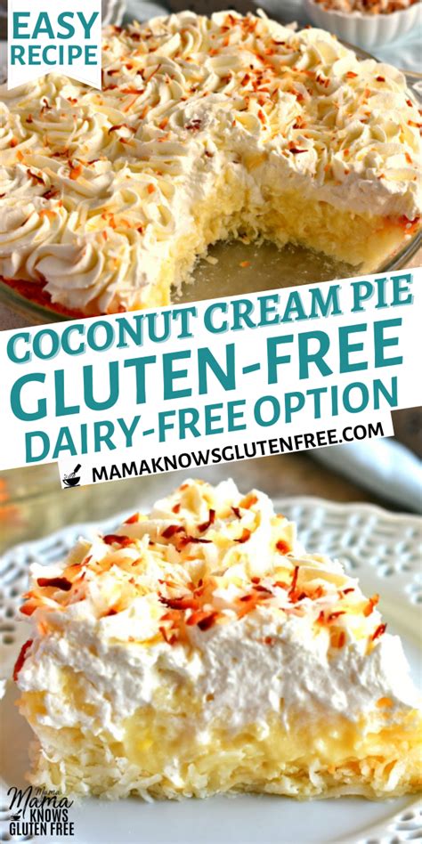 Coconut Cream Pie Gluten Free Dairy Free Option On A White Plate