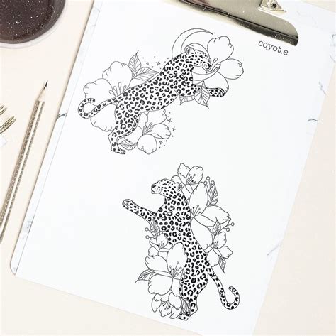 leopard-tattoo,-tattoo-design,-leopard,-leopards,-floral-tattoo,-flower-tattoo,-florals,-flowers