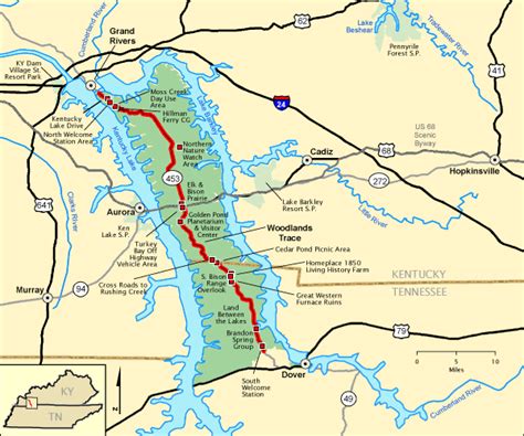 Grand Rivers Kentucky Byways Land Between The Lakes Lake Map