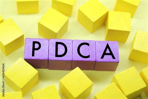Wooden Blocks With Words Pdca Plan Do Check Act Business Goals And