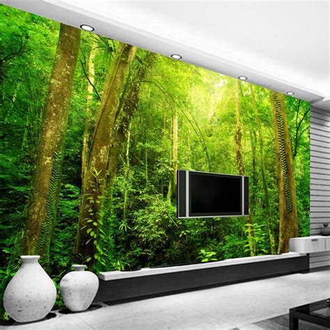 Custom Wallpaper Mural Sunshine Forest Tree Landscape