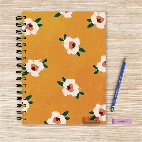Sahara Floral Design Spiral Lined Journal 7x9 Fashion Notebook