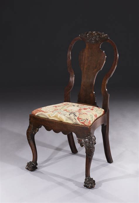 Rare George Ii Carved Mahogany Side Chair With Hairy Paw Feet