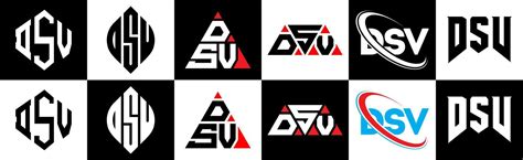 Diseño De Logotipo De Letra Dsv En Seis Estilos Polígono Dsv Círculo