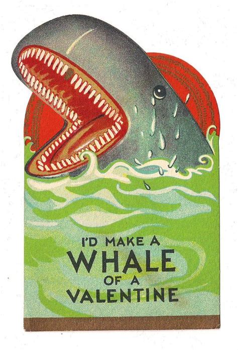 Browse all 630 cards ». VINTAGE VALENTINE HUGE LARGE WHALE SHOWING TEETH / BIG FISH / OLD GREETING CARD | Valentines day ...