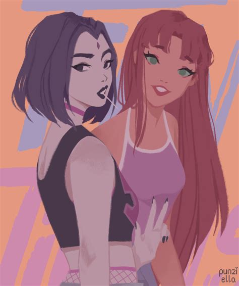 Raven And Starfire Dc Comics And 1 More Drawn By Paulinepunziella