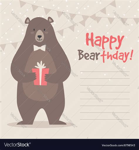 Cute Funny Birthday Bear Royalty Free Vector Image