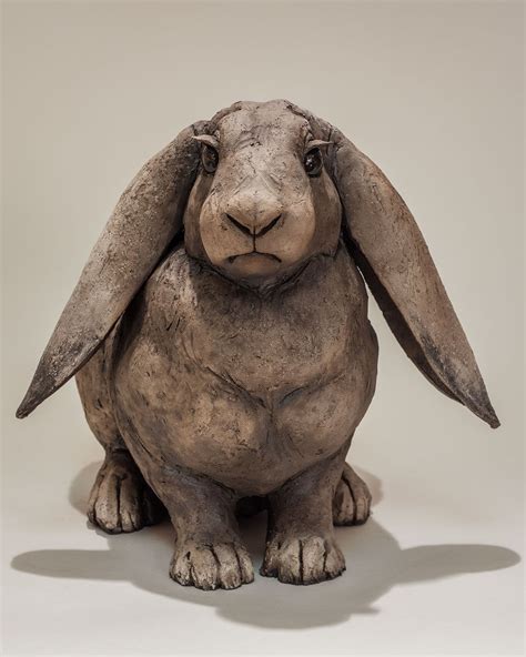 Rabbit Sculpture In Raku Fired Ceramic 40x25cm By Award Winning