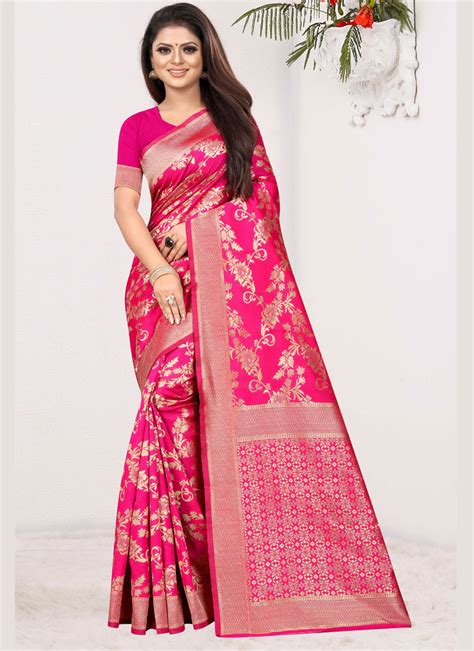 Hot Pink Traditional Saree Buy Online