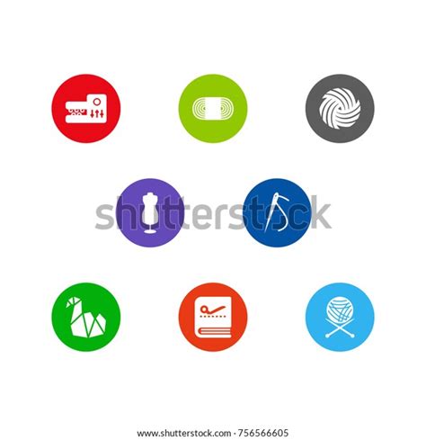Set 8 Handmade Icons Setcollection Paper Stock Vector Royalty Free